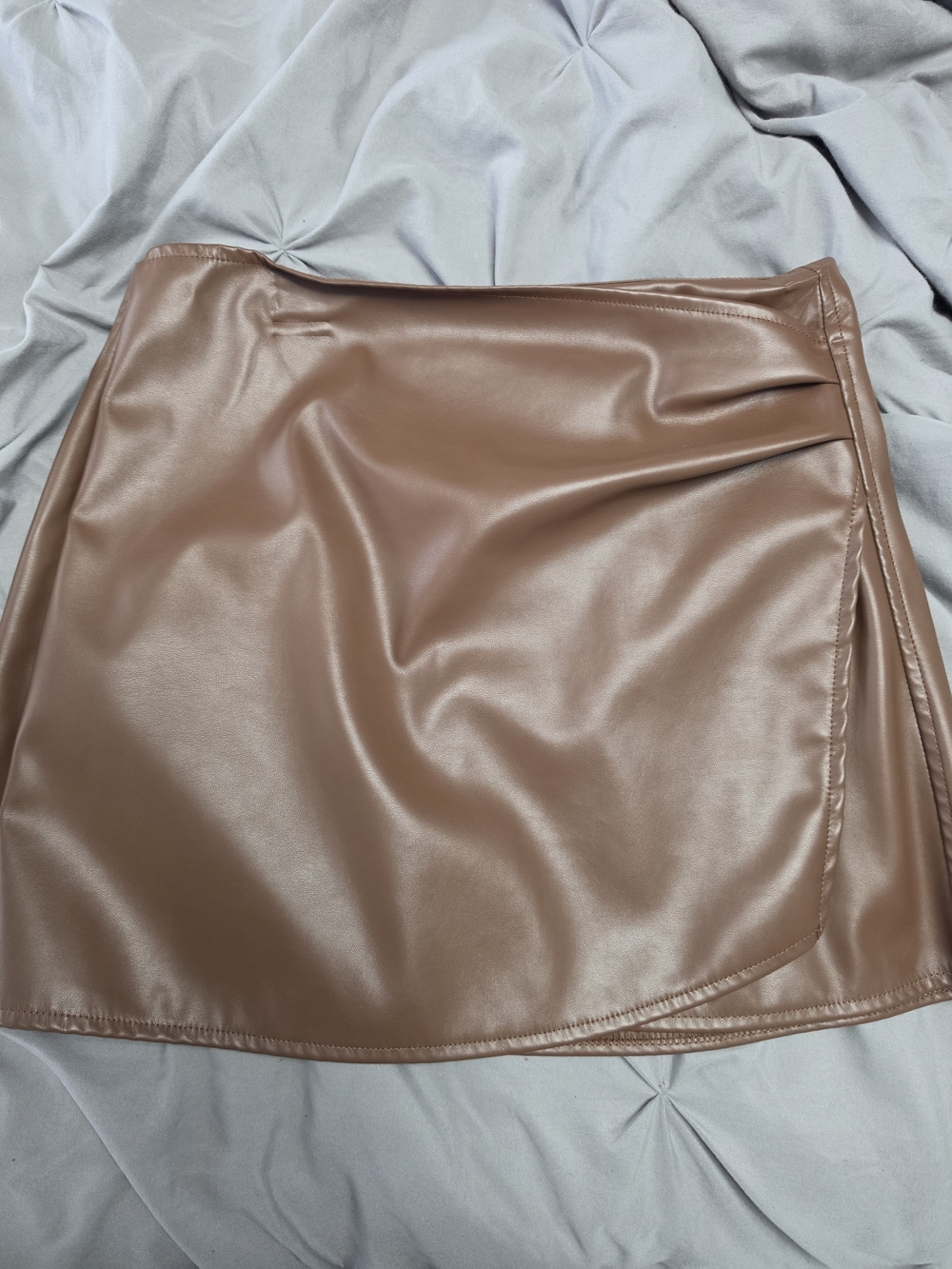 Faux Leather Mini Skirt - Brown